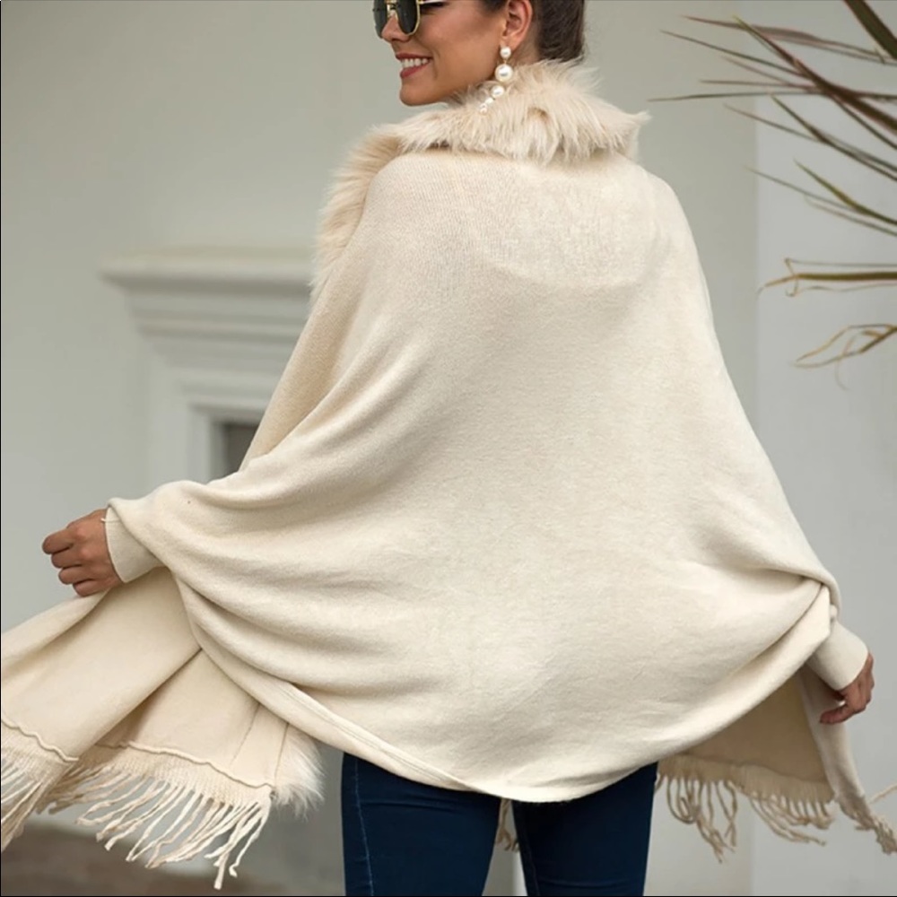Luxe Cashmere Faux Fur Cardigan Coat - Picture 4 of 7